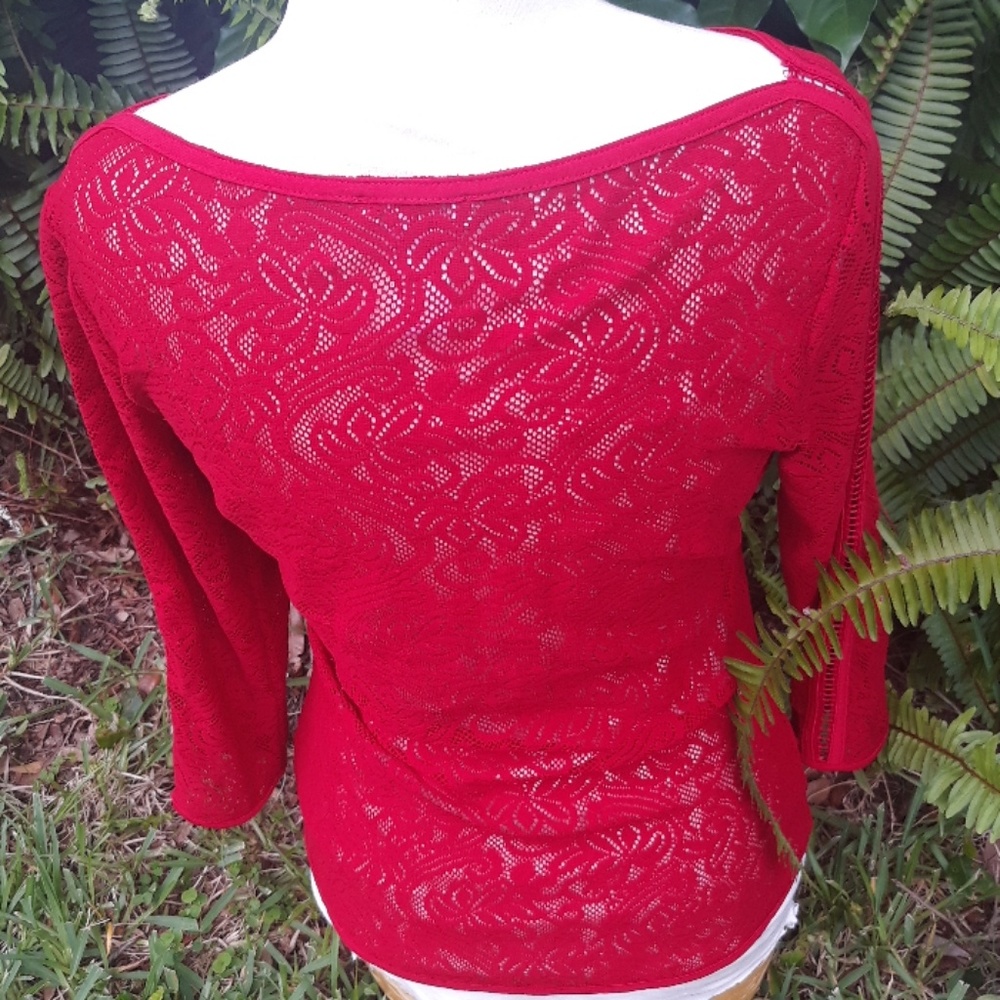 Cache New Xsmall Red 3/4 Length Sleeve Top - image 5